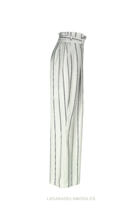 Pantalón de rayas verticales finas palazzo fluído ancho 